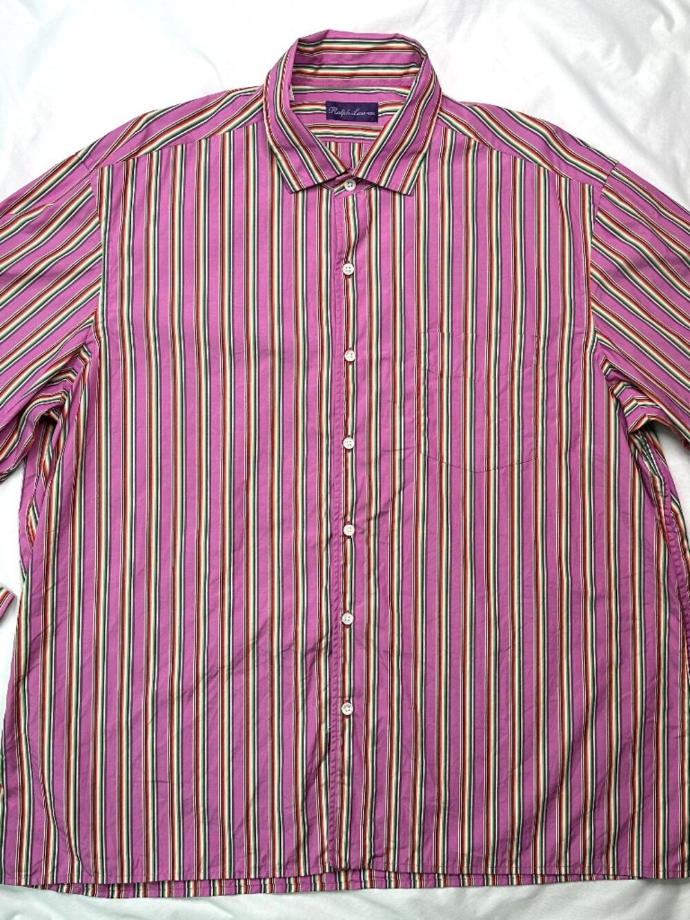 Ralph Lauren Purple Label Shirt Mens XXL Purple Multicolor Striped Italy